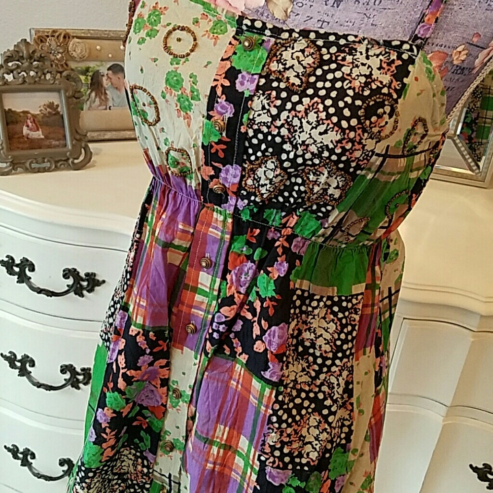 Vintage retro Daytrip Mixed Print Spaghetti strap top - Picture 2 of 3